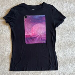 Black Aeropostale Graphic Tee with Pink and Purple Design